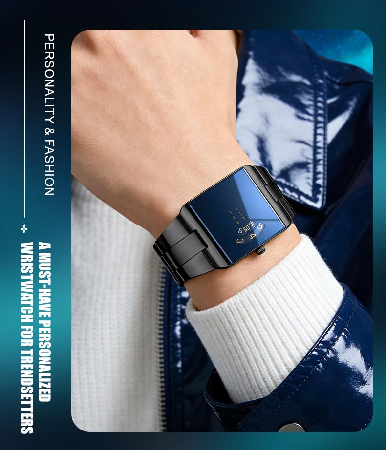 【TikTokShopStockUp】 Racing Sports Watch, Luxury Men's Racing Sports Watch, Iridescent Mirror Design, Stainless Steel Material, Casual & Business Style, Perfect Gift for Him, Fashionable Wristwatch with Time Display