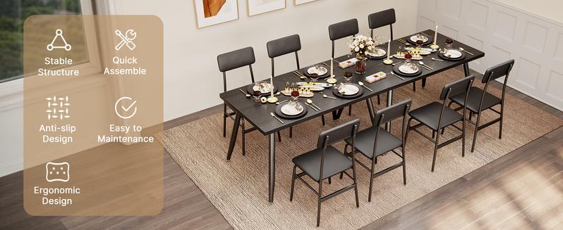 GIZOON 3/5/7-Piece Dining Table Set for 2/4/6, Modern Solid Wood & PU Leather Chairs, Compact H-Shape Design, Durable & Comfortable, Ideal for Small Spaces, Living Room & Apartment Furniture