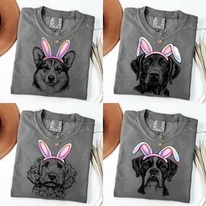 Easter Bunny Dog Shirt – 50 Dog Breeds Available, Custom Dog Lover Gift, Cute Bunny Ear Puppy Tee, Easter Dog Mom Shirt, Pepper Comfort Colors Easter Shirt