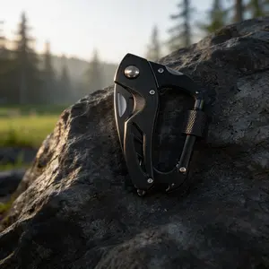 Carabiner Multitool Knife, Camping & Hiking Gear, Backpack Clip, Perfect Gift for Men