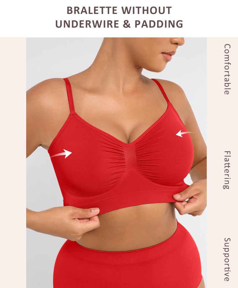 FeelinGirl #live1 Women's Wireless Bra Comfort up to 44DD No Padding No Underwire Unlined Cami Bra Seamless Sports Bra for Everyday Wear Breathable and Stretchy Springtok