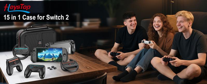 Nintendo Switch 2 Accessories Bundle - Dockable Case, Tempered Film, Racing Wheels & Joycon Grip|Black Friday Hot Pick
