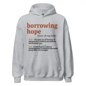 Ember & Flow™ Collective Unisex Premium Cotton Hoodie "Borrowing Hope" - Soft 50% Cotton 50% Polyester, Relaxed Fit, Double-Lined Hood, Front Pouch Pocket