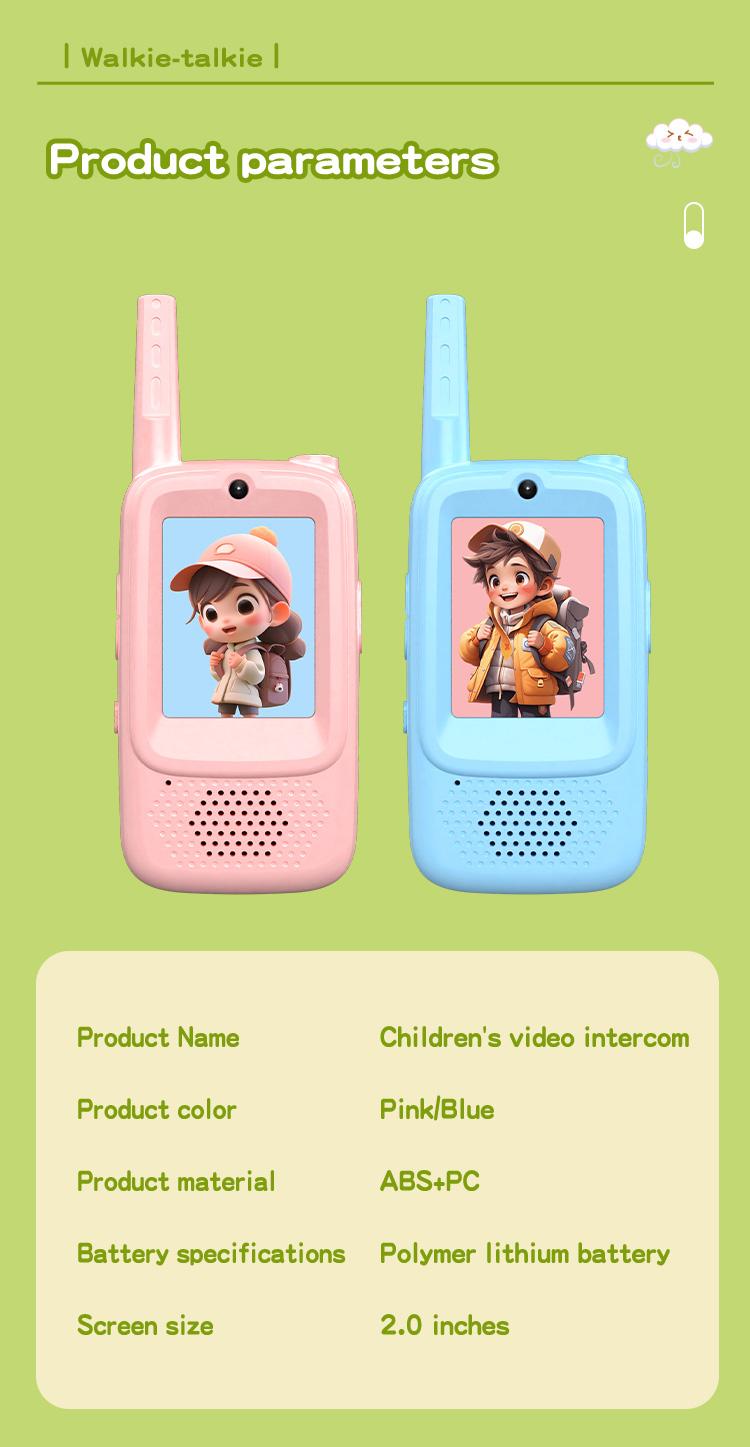1 Pair  Kids Walkie Talkies with Video – Screen Display Toy Radios with Voice Effects, One-on-One Pairing, Long Range – Birthday Toys Gifts for Boys & Girls Ages 3–10