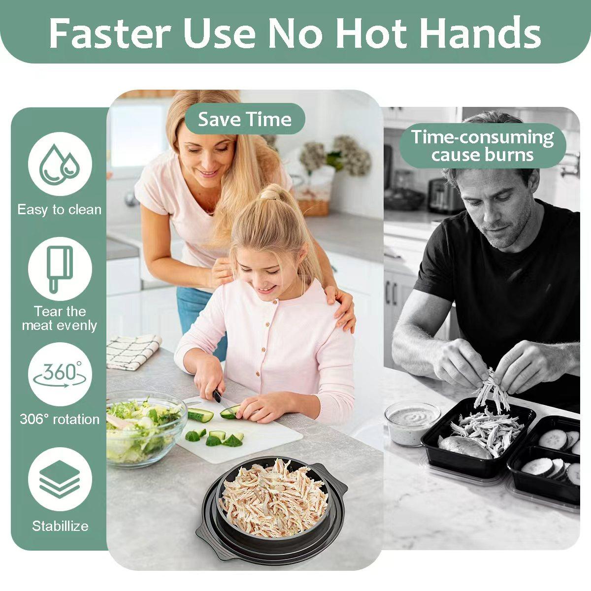 2026 Easter Gift, Large Chicken Shredder Tool with Visible Lid, Anti-Slip Ergonomic Handle, BPA Free Dishwasher Safe Kitchen Gadget for Family Cooking, Elegant Black Meat Shredder for Pork/Beef/Vegetables