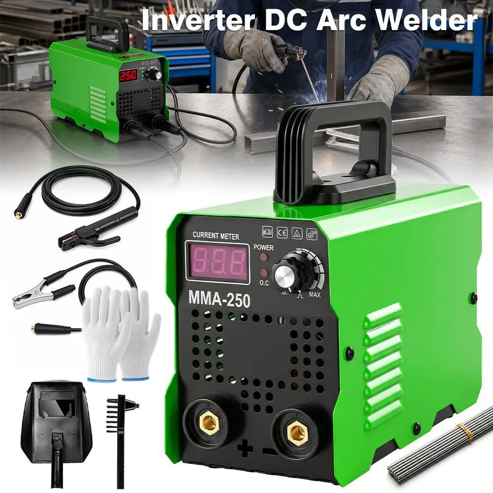 【Back To School】110V Input IGBT Inverter Arc Welder with Carry Handle, Portable Digital LCD Display Stick Welding Full Kit, Compact Carbon Steel Welding Tool for Garage, Home Repairs