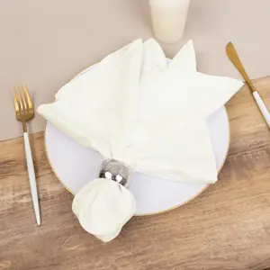 5 Pack Cotton Blend Napkins 20"x20" Ivory - Durable & Wrinkle Resistant Cloth Napkins