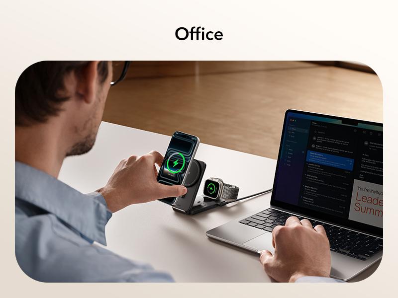 ESR 3 in 1 Charging Station for Apple, Qi2.2 25W MagSafe Charger with CryoBoost, Phone-Cooling Wireless Charging Station Foldable, for iPhone 17/16 with iOS 26(50W Adapter), AirPods, Apple Watch,Black ESR 3 in 1 Charging Station for Apple, Qi2.2 25W MagSafe Charger with CryoBoost, Phone-Cooling Wireless Charging Station Foldable, for iPhone 17/16 with iOS 26(50W Adapter), AirPods, Apple Watch,Black