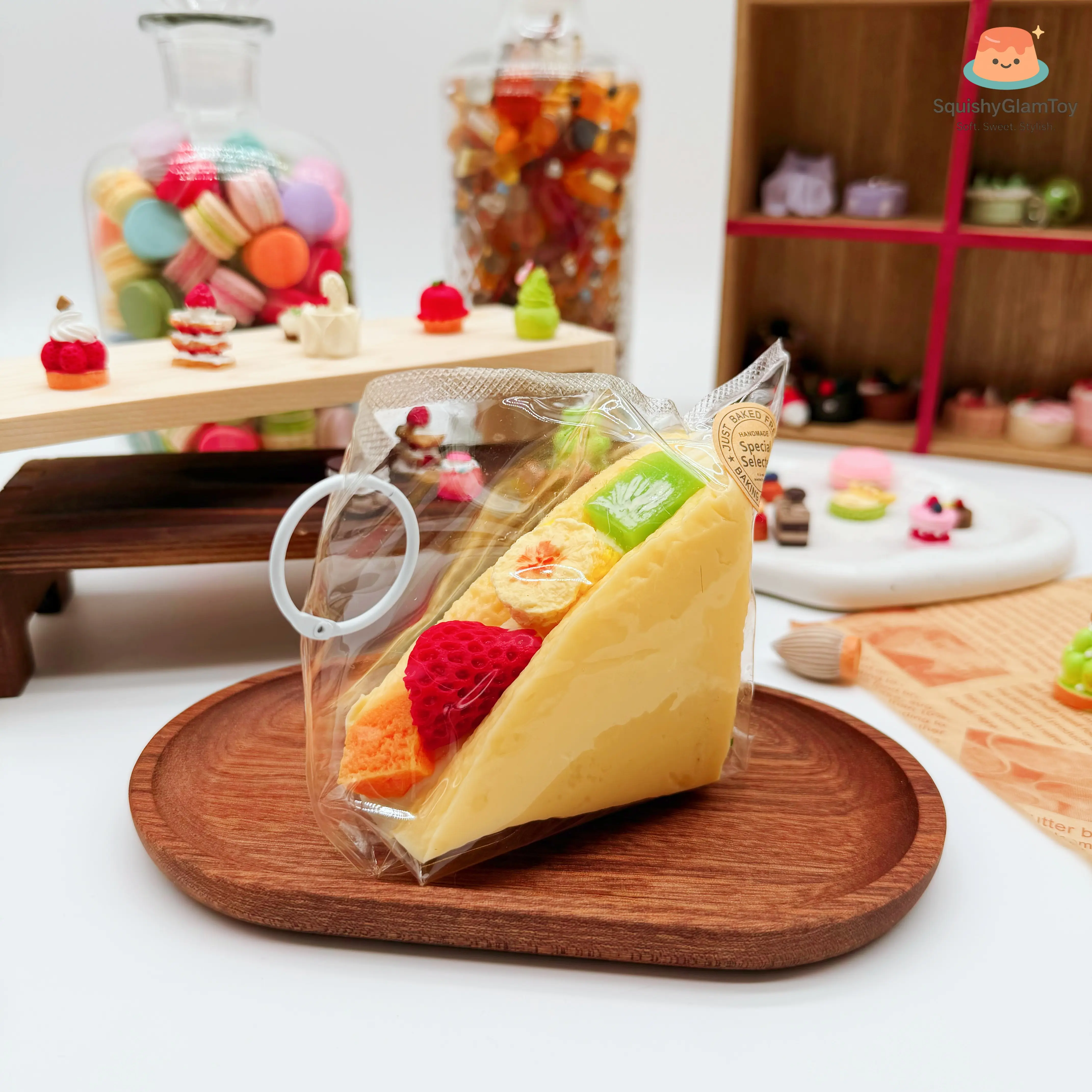 SquishyGlamToy Fruit Cream Sandwich Squishy Japanese Fruit Sando | Bakery Style | Taba Squishy | Soft Slow Rising