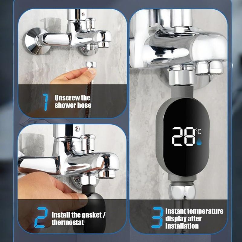 [Not Heat-able] Shower Thermometer, Nut Size: 1/2 inch - Smart Thermometer for use with bottom shower outlets. Instantly displays shower temperature | Precise shower temperature sensor, digital water temperature monitor, Christmas gift.