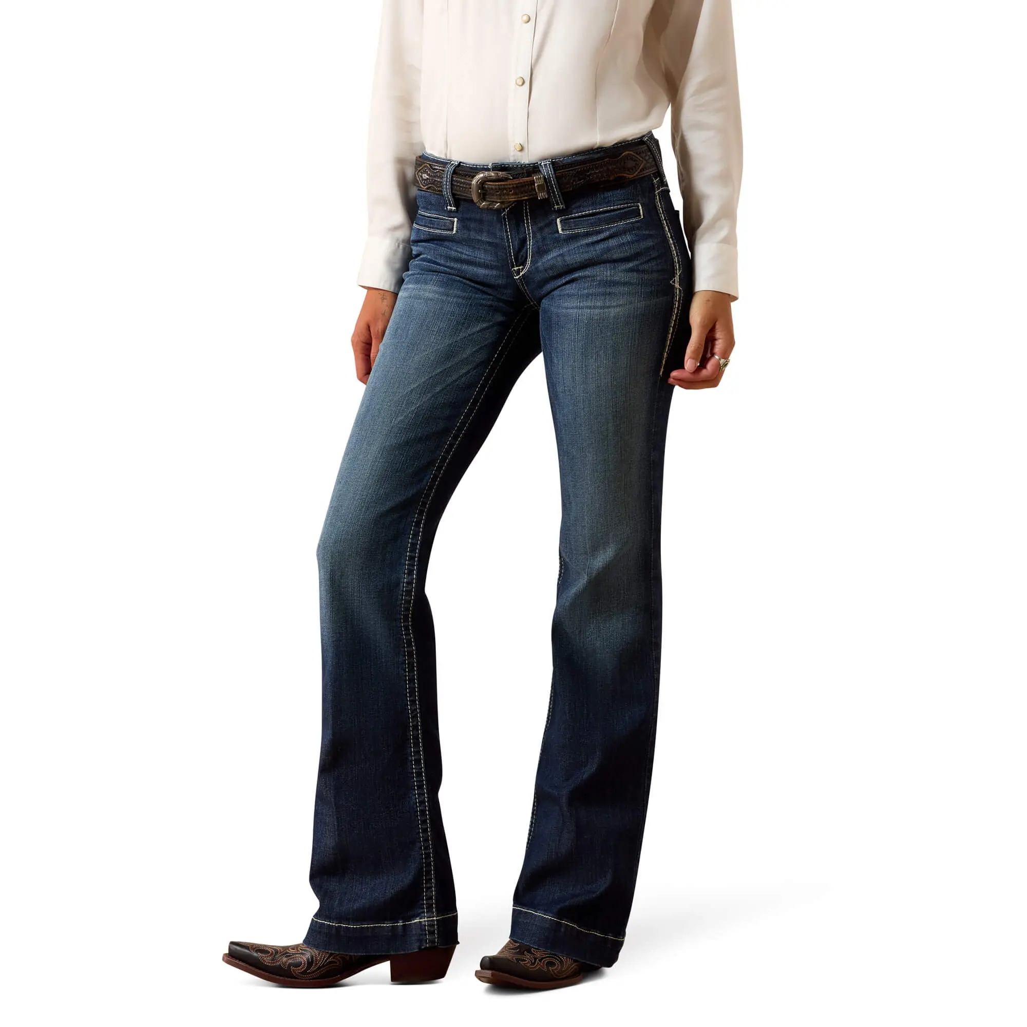 Women's Mid Rise Entwined Trouser Jeans