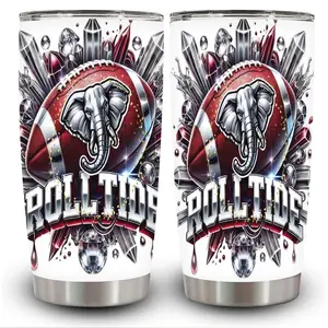 1pc 20oz Elephant Football Roll Tide Tumbler with Lid, Insulated Travel Mug, Gift for Women Men, Ideal for Halloween, Independence Day, Memorial Birthday Gift, Coffee Cup, weird stuff