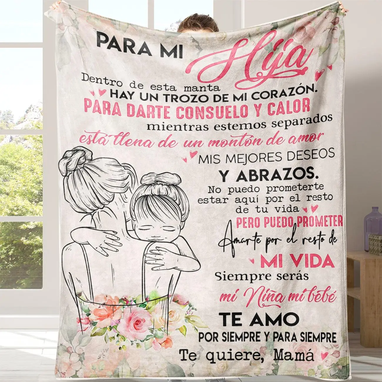 Floral & Letter Pattern Blanket, 1 Count Soft Comfortable Throw Blanket, Air-Conditioned Room Blanket, Warm Nap Blanket For Home & Office & Travel