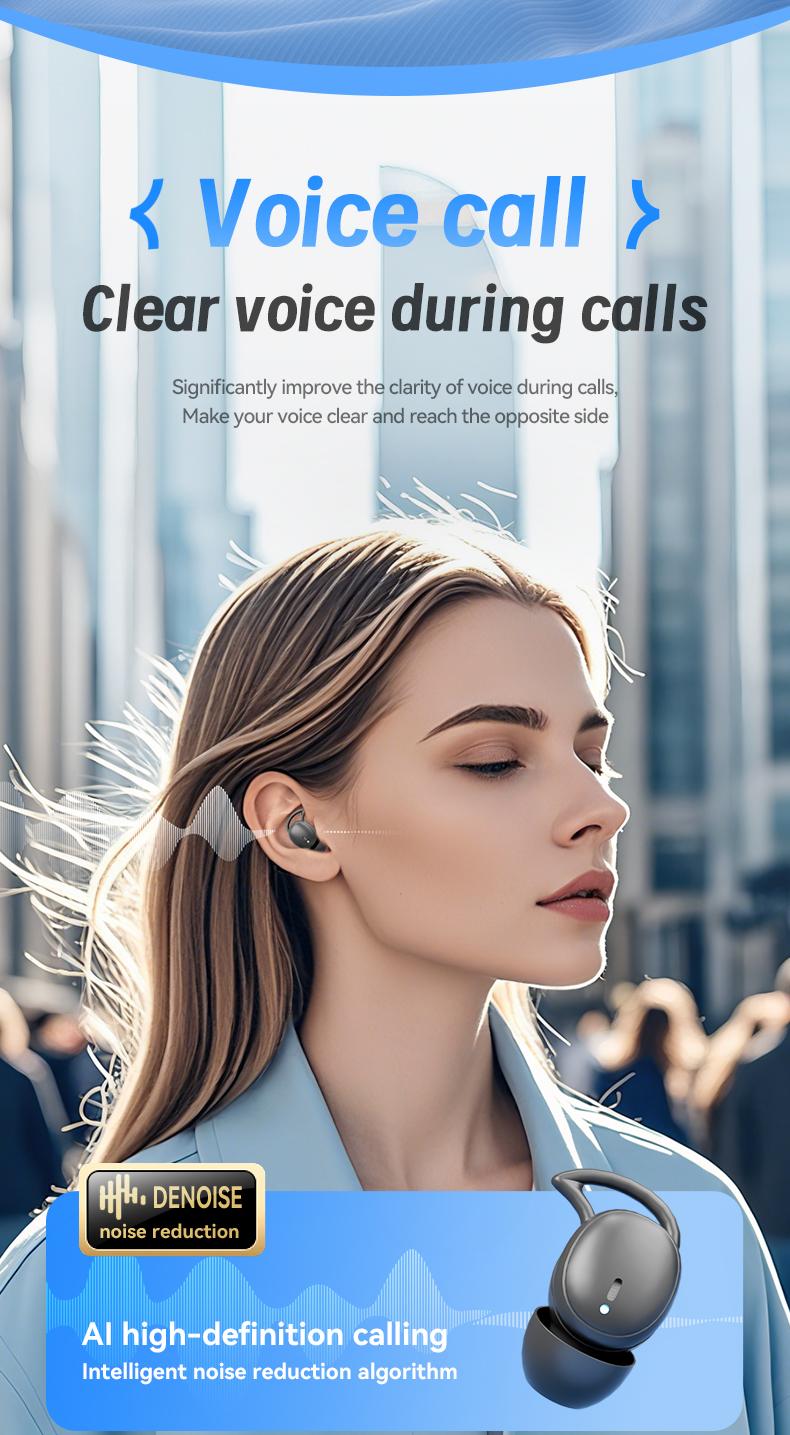 Acer OHR507 New Model Wireless Sleep-Friendly Wireless Earbuds - Comfortable Silicone In-Ear, High-Quality Sound, Long Battery Life, USB-C Charging, Touch Control,Adult Earbud Headphones Audio Headset Electronic stereo sound headphone Soft Earpads Black