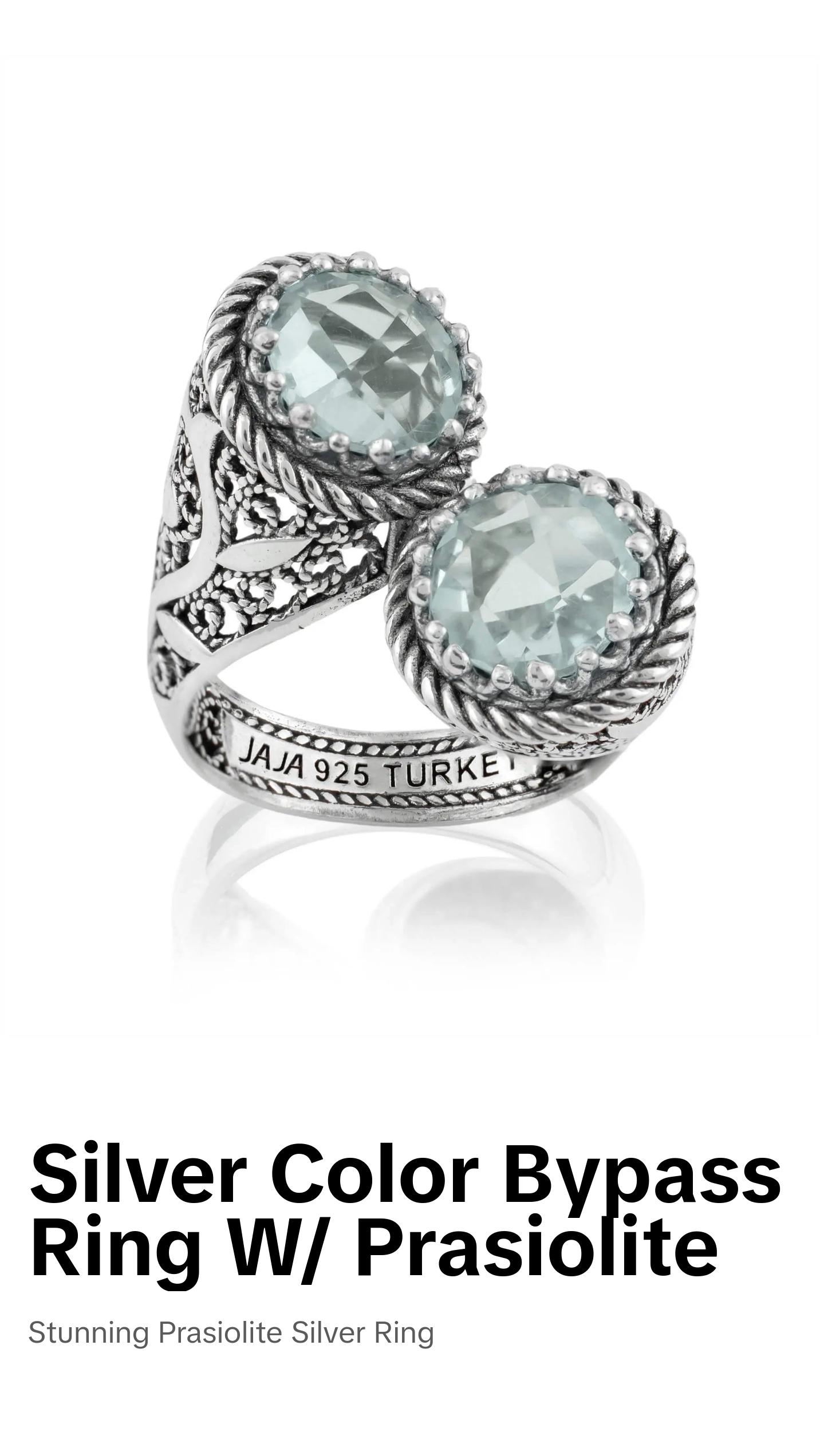 925 Sterling Silver Women's Bypass Ring with Prasiolite Gemstone - Perfect for Any Occasion