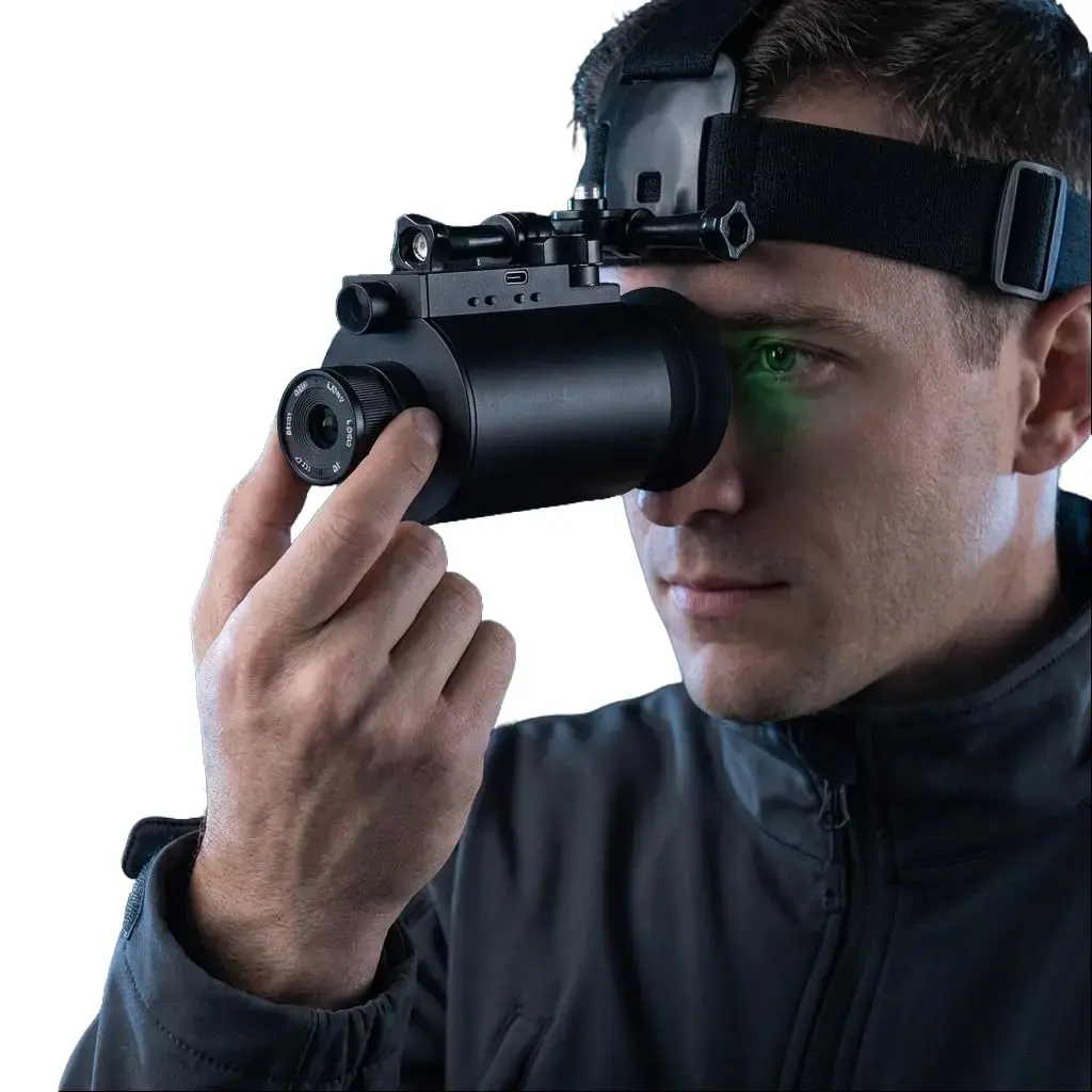 IRIS Digital Night Vision Monocular 1X Wide FOV — Head Mounted Helmet NVG, PVS-14 Style, 940nm IR, Hunting Airsoft Camping.