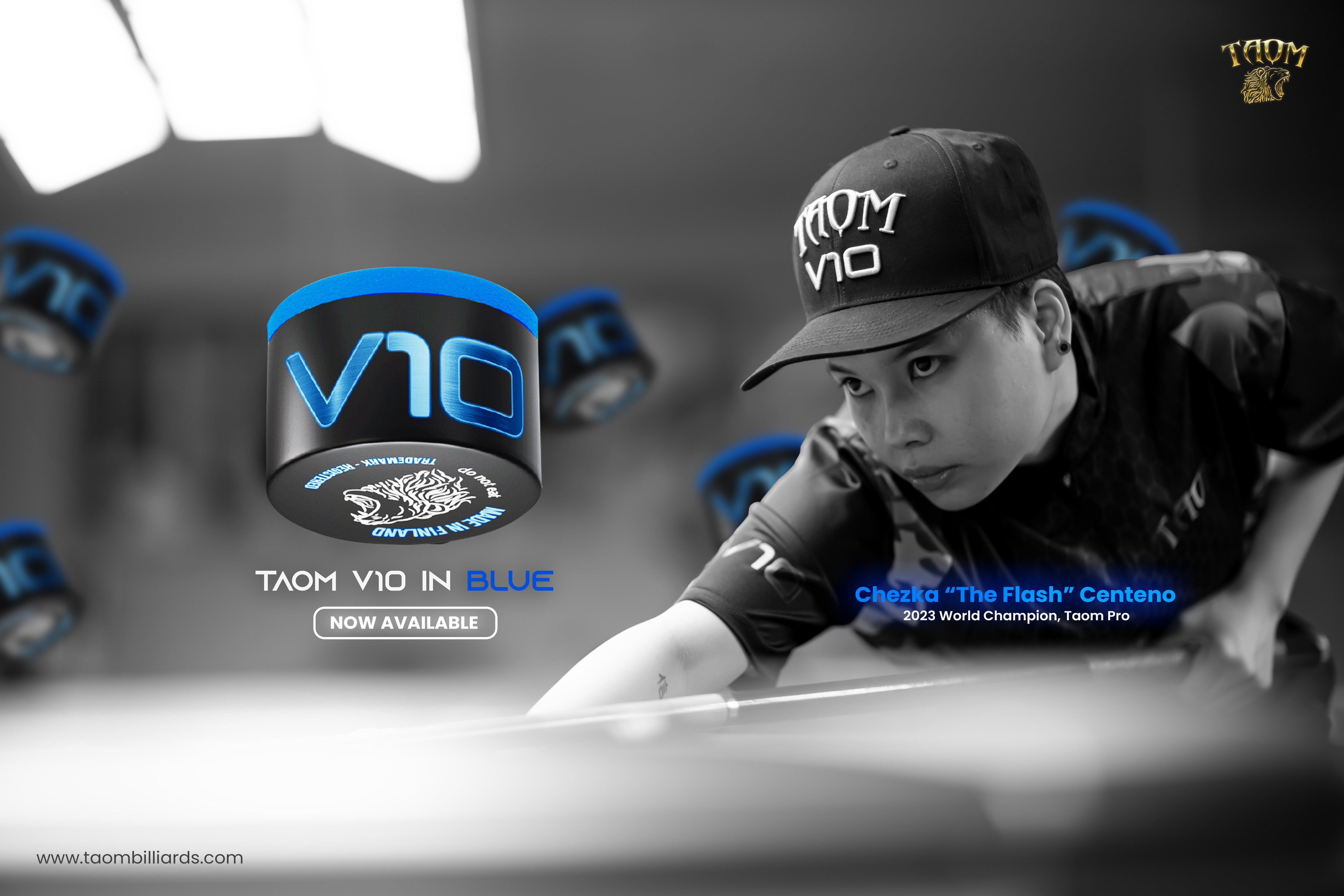 Taom Billiard V10 Chalk Blue 1 pc w/Retractable Chalk Holder