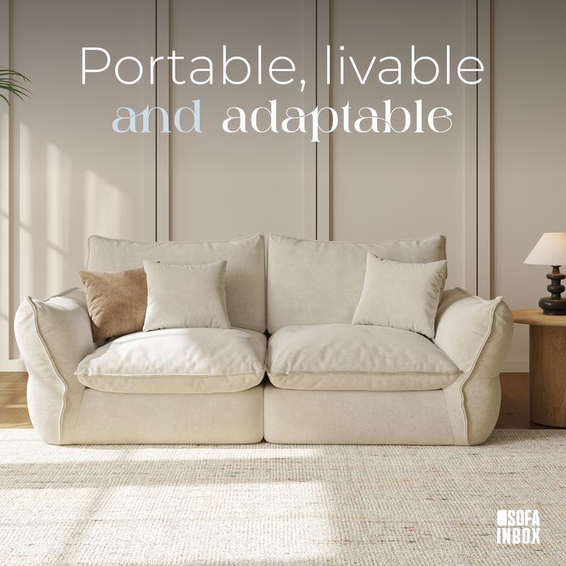 [New Year Deals] 81-106'' Down Blend Loveseat, Deep Seat Cloud Sofa with Feather-Filled Cushions, Ultra Soft Sink-in Comfort Couch for Living Room, Modern Oversized Sofa,Christmas Gifts for the Whole Family: Husband & Wife, Mom & Dad