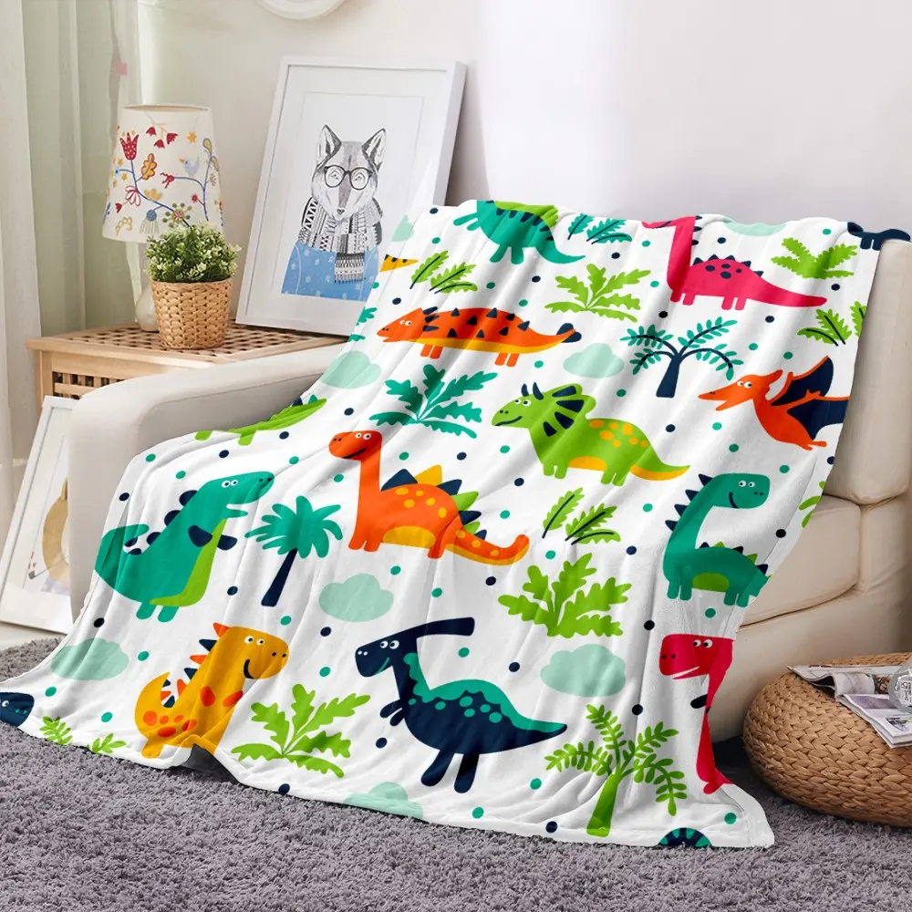 3D Dinosaur Blanket Flannel Cartoon Blankets For Kids Cozy Soft Throw Blanket All-Season Home Bedroom Bed Sofa Picnic Cover  Family Friends and Chridren Perfect Gift Christmas Present