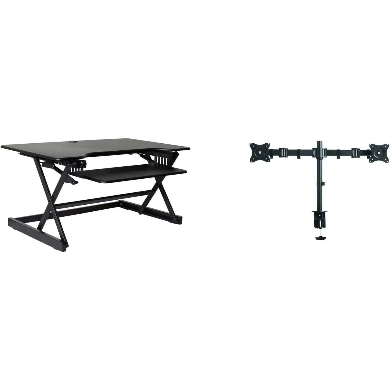 Rocelco Adjustable Standing Desk Converter - Height Adjustable Sit Stand Workstation Black/40 RiserDual Mount