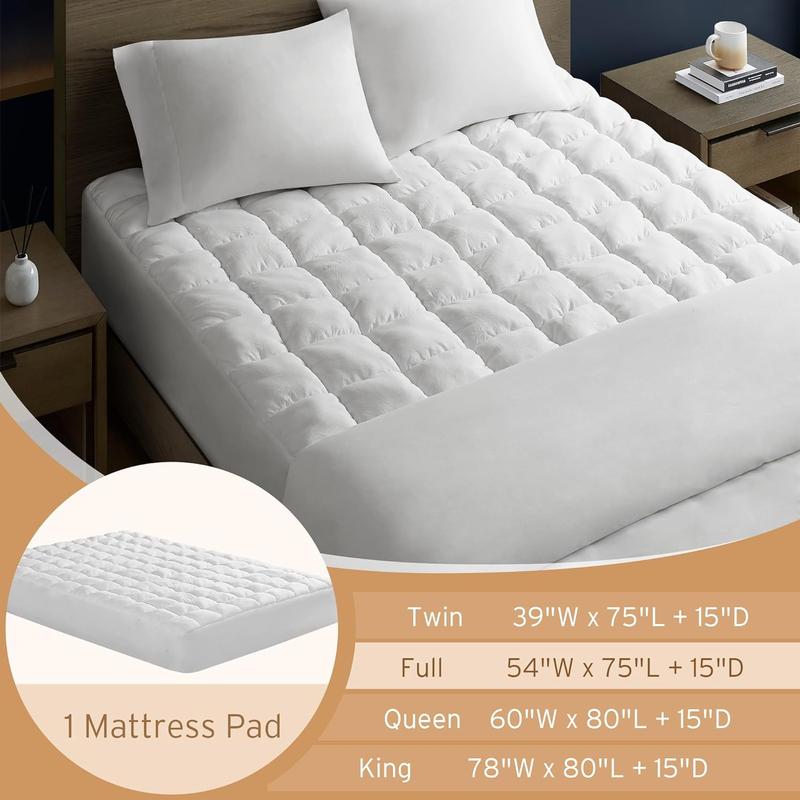 Intelligent Design Mattress Pad Cover, Overfilled High Desity Down Alternative Fill, Extra Fluffy 3D Puff Box Quilting, Soft Microfiber Mattress Topper Fitted Pocket Fits Up to 18"