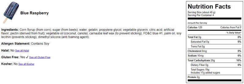 Gummy Popsicle Snack in Cherry, Orange, and Blue-Raspberry Flavors, Net Wt 5 oz/ 141.7 g, USA Made