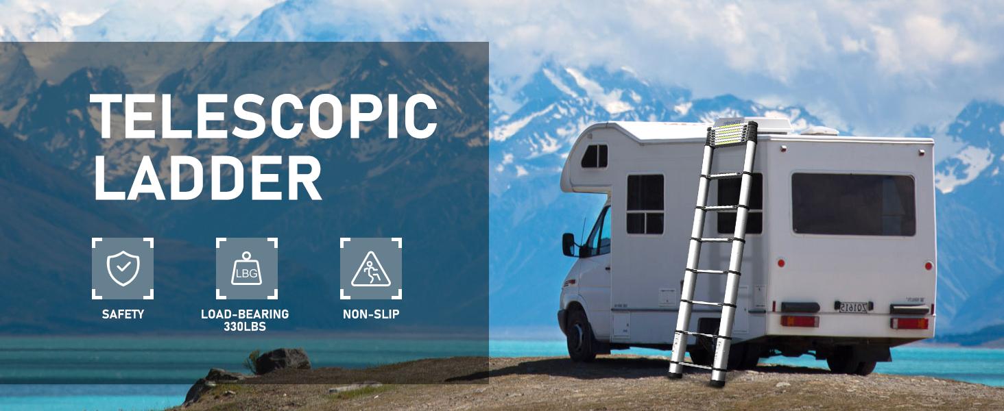 Telescopic extension ladder,aluminium one-touch telescopic folding with non-slip feet,portable multi-purpose indoor outdoor work ladder folding ladder collapsible extension,fathersdaygifts