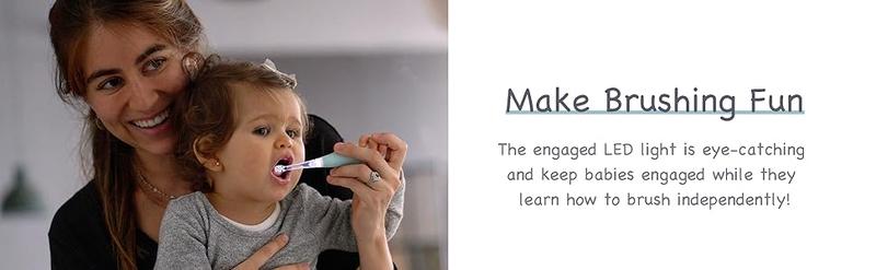 Papablic Baby Electric Toothbrush 0-3 Years, 2-in-1 Auto Brush with FDA Silicone , Dentist Approved for Toddler Teeth Care, Daily Oral Hydiene Tools, Stop Bedtime Fights