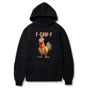 F-CAW-F Fun Rooster Pattern Hoodie - ack, breathae and comfortae, perfect Thanksgiving and Christmas gift, fun hoodie