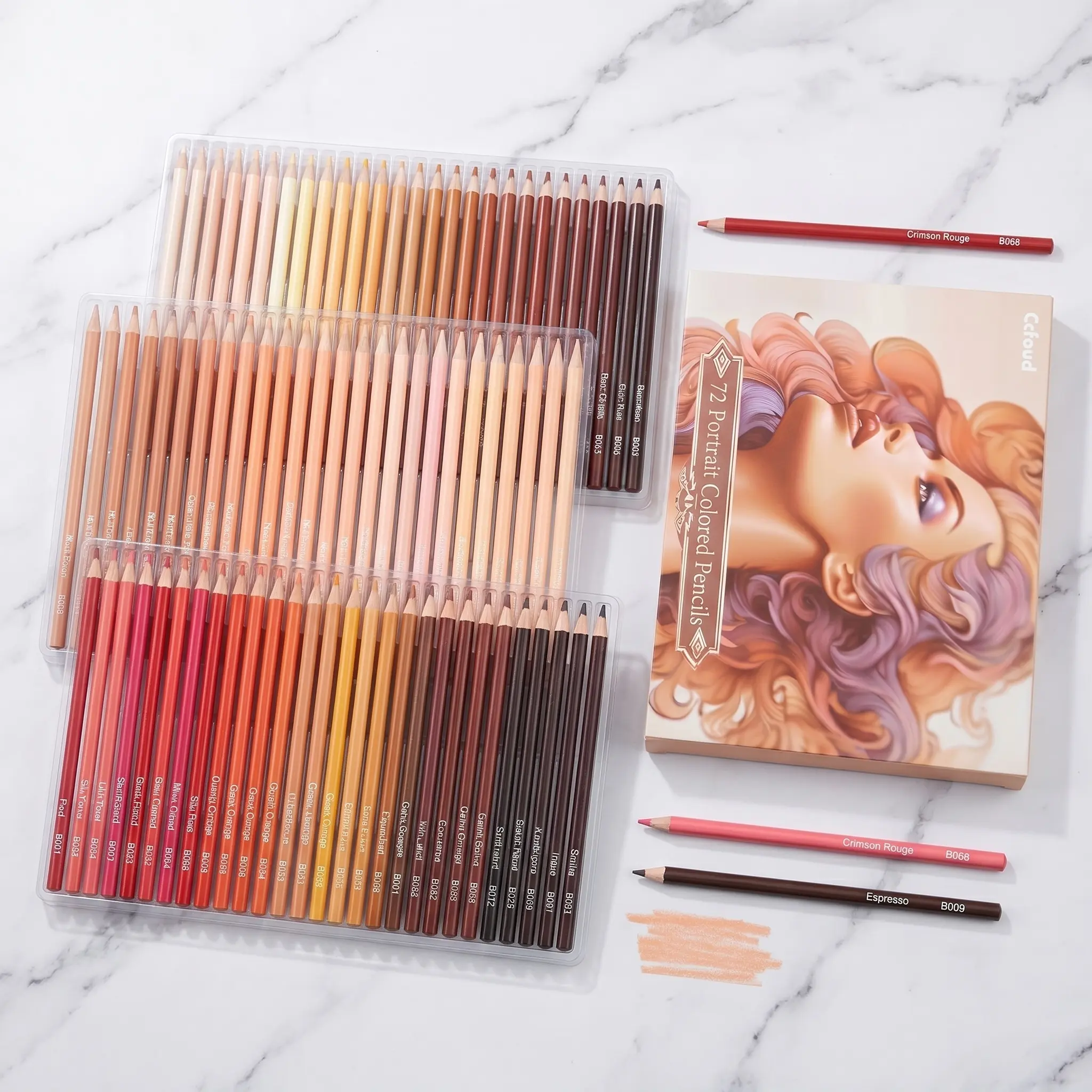 72 Colors Skin Tone Colored Pencils Set, Premium Soft Core Color Pencils for Adult Coloring, Drawing & Sketching, Vibrant Art Supplies