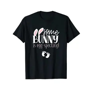Pregnant Women's Easter TShirt With Bunny Ears And Footprints For Egg Hunt And Spring Celebrations