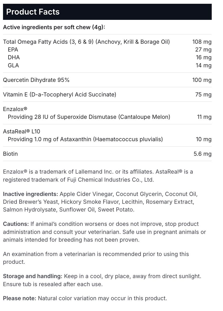 Itch Relief Pro - soft chews containing powerful antioxidants to target scratching, help maintain skin moisture, and support with seasonal skin allergies.