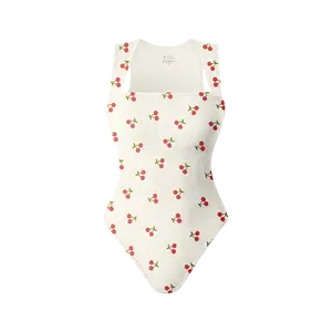 OYV Printed pattern Women's Ribbed Bodysuit-Sexy Square Neck Sleeveless Tank Top Design-Stretchy, Soft Womenswear Underwear Lady Comfort