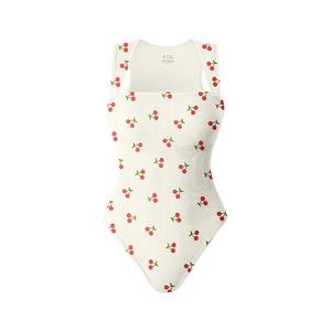 OYV Printed pattern Women's Ribbed Bodysuit-Sexy Square Neck Sleeveless Tank Top Design-Stretchy, Soft Womenswear Underwear Lady Comfort