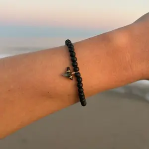 black lava beaded shark tooth bracelet, men's shark tooth bracelet, unique beach jewelry