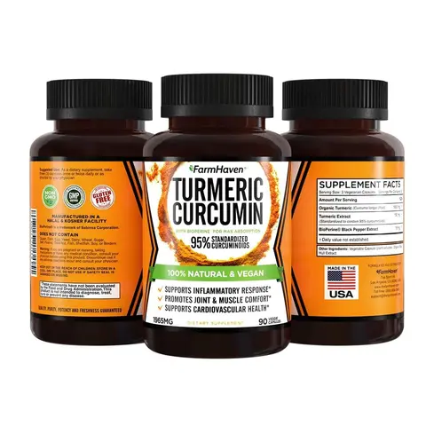 【FarmHaven】Turmeric Nutrition Curcumin with BioPerine Black Pepper & 95% Curcuminoids, 1965mg, High Absorption, Non-GMO Vegan Turmeric Capsules