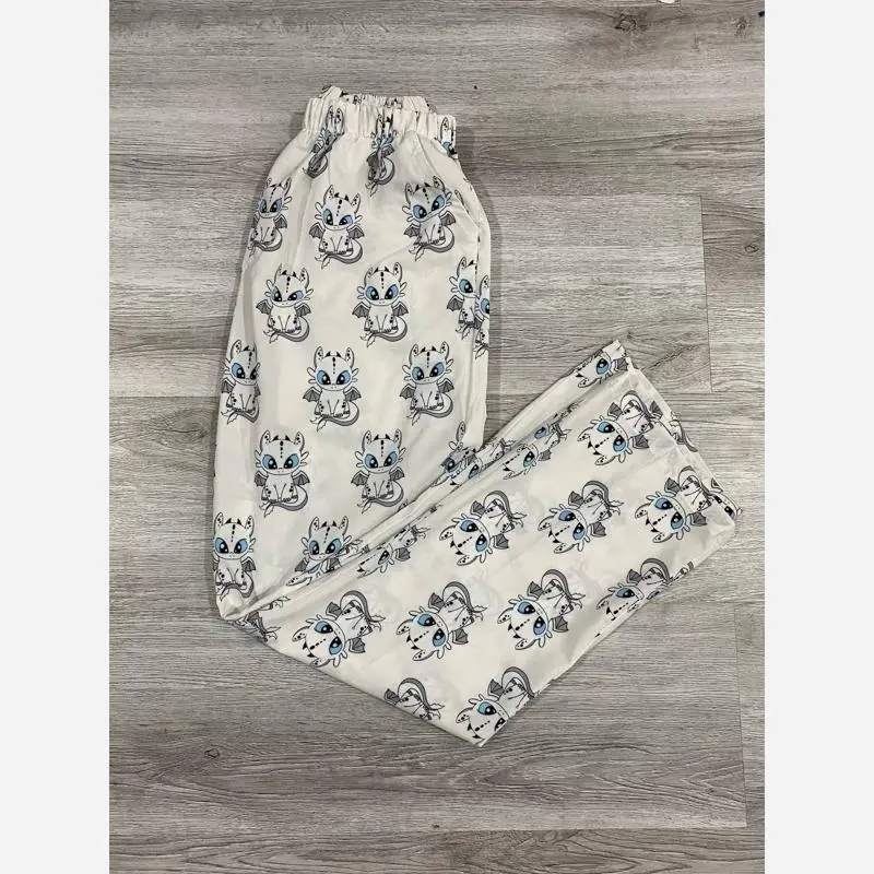 Matching Dragon Sleep Pants (Black or White) – Adorable Couple PJ Bottoms for Him & Her