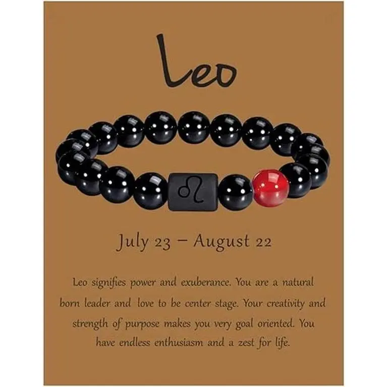 12 Constellation Charm Bracelet, Natural Crystal Stone Star Sign Constellation Horoscope Bracelet Gifts, Zodiac Bracelet for Men Women, 8mm 10mm Natural Black Onyx, Streetwear Accessories for Unisex, Couple, Casual Versatile Jewelry Accessories