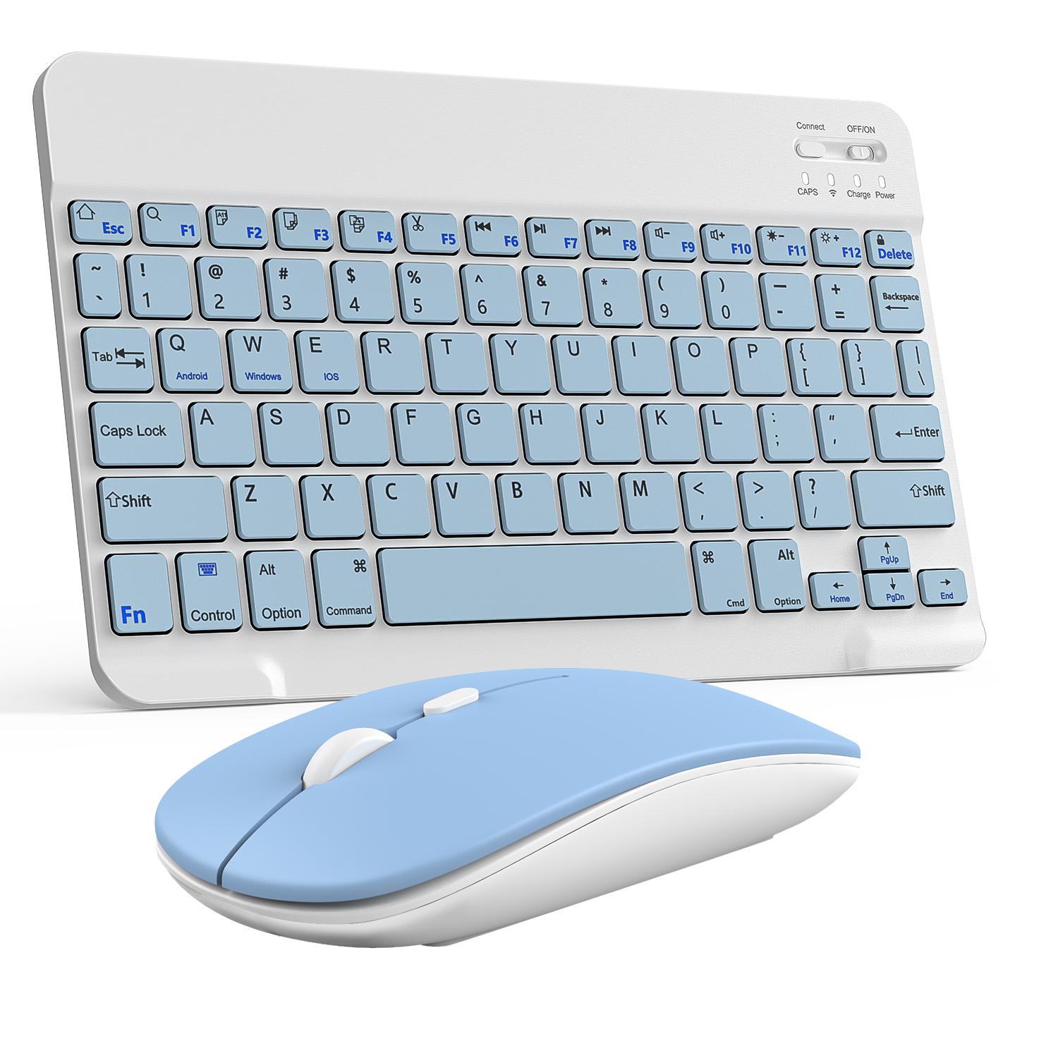 Quiet Wireless Bluetooth Keyboard & Mouse Combo, Rechargeable Slim Silent Keyboard, Single Mode Bluetooth Mouse, Compatible with iOS Android Windows Laptops Tablets Computers, Ideal for Home Office & Back-to-School Gift for Men Women