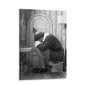 Christmas Bathroom Decor Funny Movie Poster Print Oil Painting Toilet Humor Bathroom Wall Art