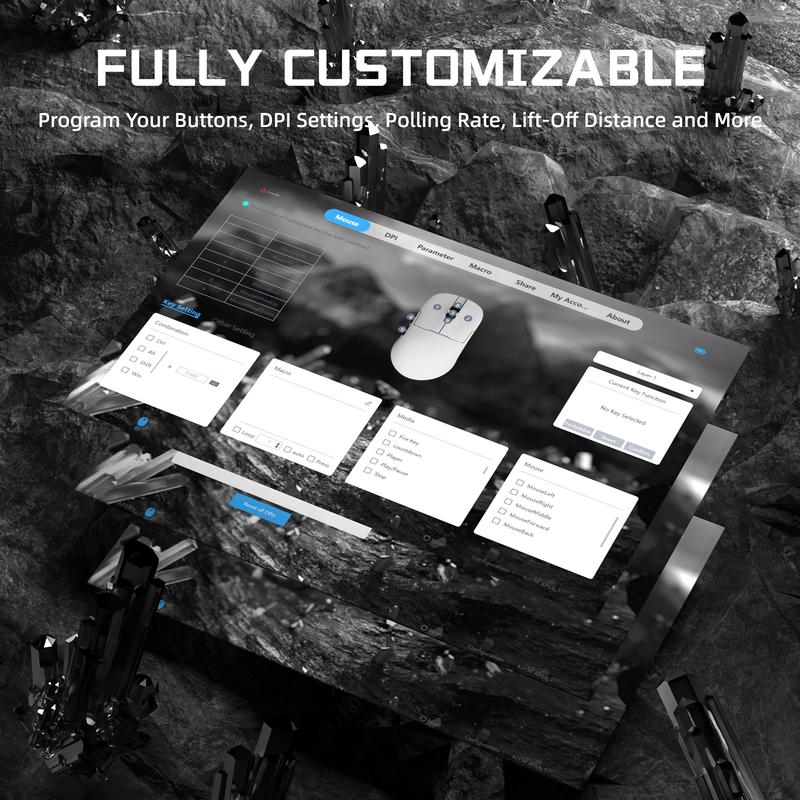 AJAZZ AJ159 APEX Wireless Gaming Mouse with RGB Magnetic Charging Dock, PAW3950APEX Optical Sensor with 42K DPI Max, 56g Lightweight BT/2.4G/USB-C Wired, for PC Mac Gamers