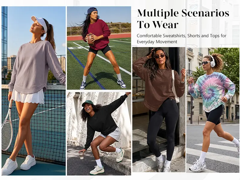 ALAROO Women's Lightweight Crewneck Pullover, Relaxed Oversized Long Sleeve Top, Light Fleece-Lined Layering Top for Fall
