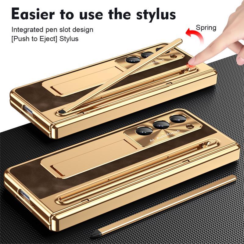 Compatible with  Premium Colorful Phone Case for Galaxy Z Fold7/6/5/4, Built-In Screen Protector, Stand & Stylus Support-hn1217-4
