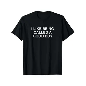 American-style high street Men's Funny "I Like Being Called a Good Boy" Graphic T-Shirt - Black Cotton Short-Sleeve Tee, Comfortable & Versatile Summer Casual Wear Menswear Top Novelty Graphic T Shirt funny tshirt Undershirts Tees Casual Streetwear