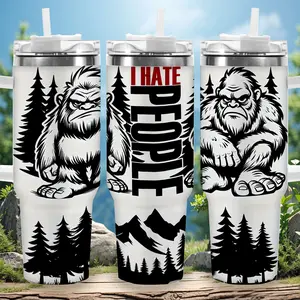 1pc 40oz Fierce Bigfoot Forest Tumbler with Lid, Insulated Travel Mug, Gift for Women Men, Ideal for Halloween, Independence Day, Memorial Birthday Gift, Coffee Cup, weird stuff