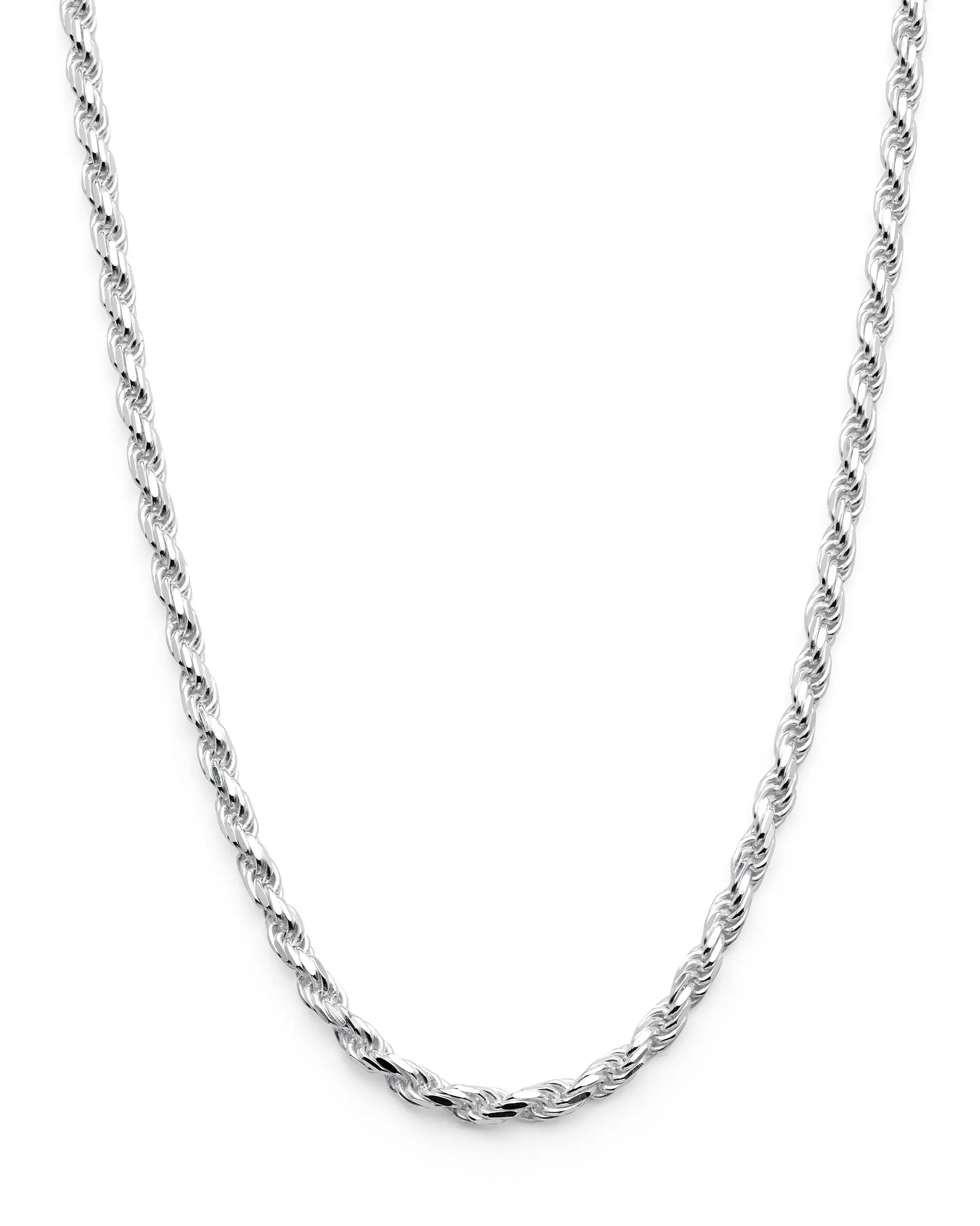 Men's 2.3MM Sterling Silver 925 Italian Rope Necklace Chain 16" 18" 20" 22" 24" 30"