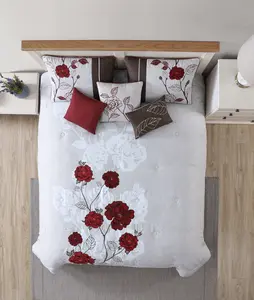 Artistic Home Textiles 7 Piece Comforter Set – Floral Rose Bedding, Soft Microfiber, Thick & Cozy, Luxury Bed in a Bag, Queen/King/Cal King, Romantic Bedroom Decor