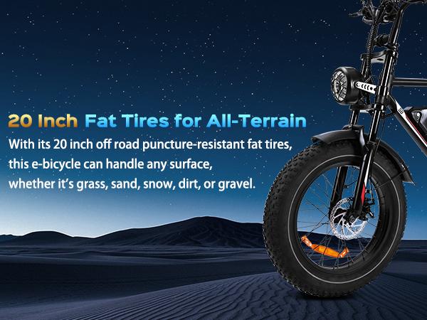 31MPH Electric Bikes 1500W Peak 20 Fat Tire E Bike with Powerful Motor 48V 17.5Ah Removable Battery, Ebike Moped Style for Mountains, Snow, Sand, Road Motorcycle E-Bike Bicycle Folding Fat-Tire ride