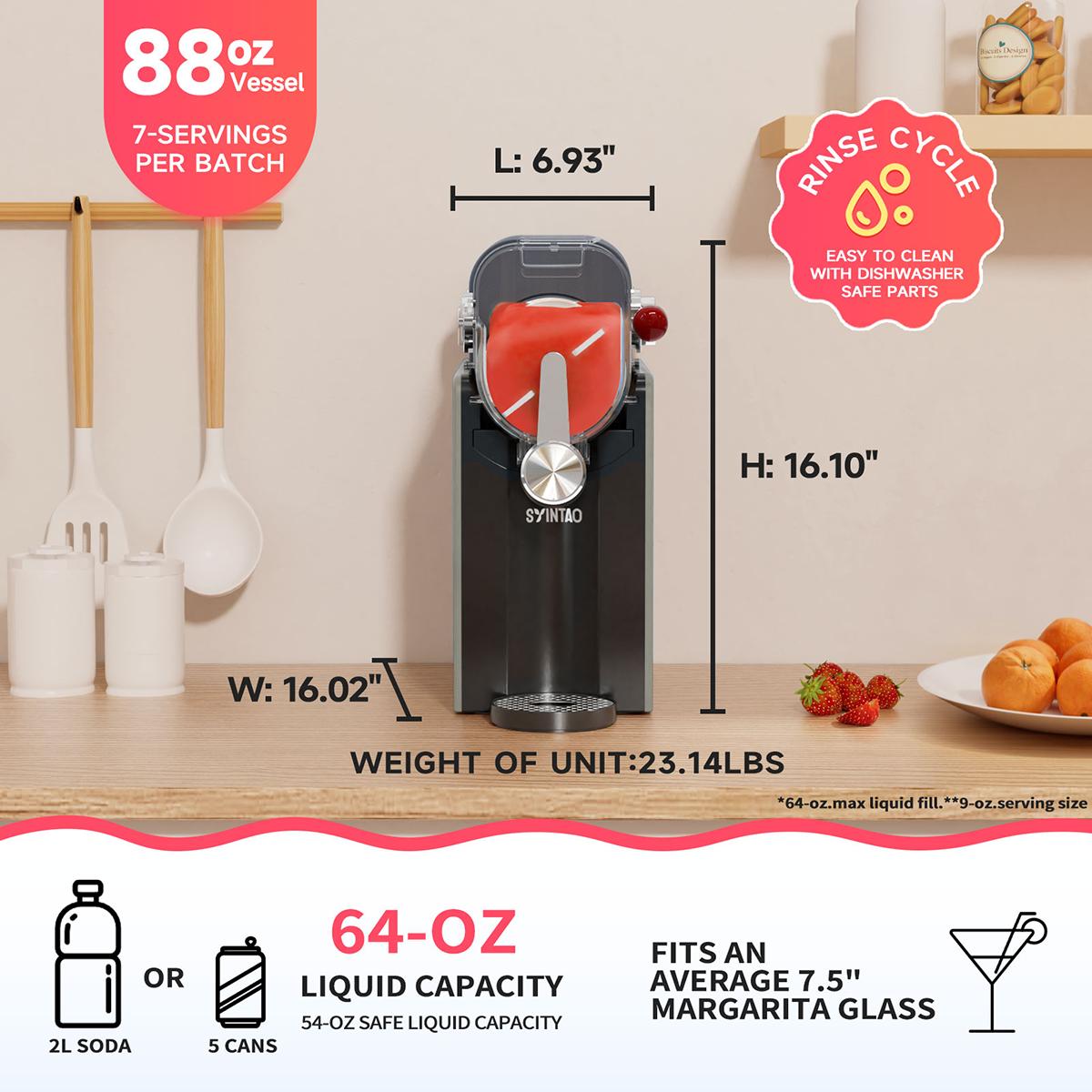 SYINTAO Slushie Machine, 88oz, 6 Preset Programs, No Ice Needed, Rapid Freezing & Auto-Cleaning, Make Slush, Margaritas, Smoothies & Milkshakes for Couples Date Night, Friends & Family Party