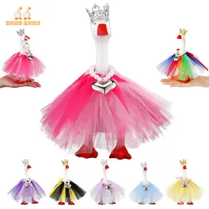 3 Pcs Princess Outfit Set for Desk Goose Key Holder, Crown & Necklace with Tutu Dress, Elegant Cute Magnetic Desk Goose Costume, Romantic Valentine’s Day Gift Desk Decor